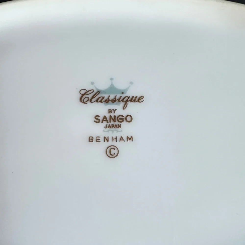Sango Classique Benham Oval Vegetable Bowl Orange Floral Swirl Rim Vintage 70s